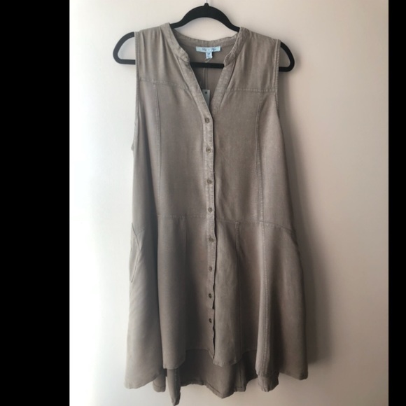 *NWT* She & Sky Green Cotton Shift Dress w Pockets - Picture 2 of 3